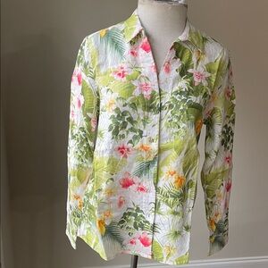 Tommy Bahama Tropical Green and Pink Blouse